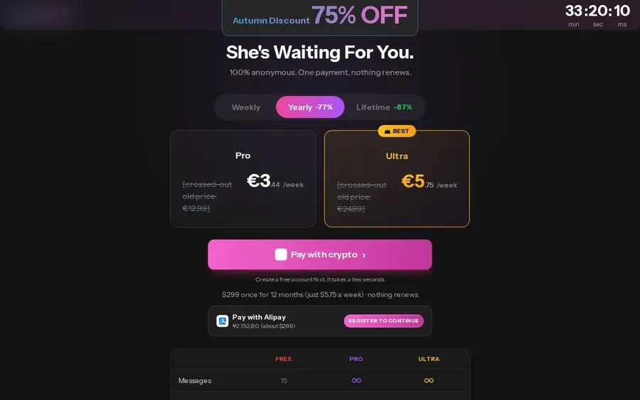 Kupid AI : interface du site officiel (images floutées)